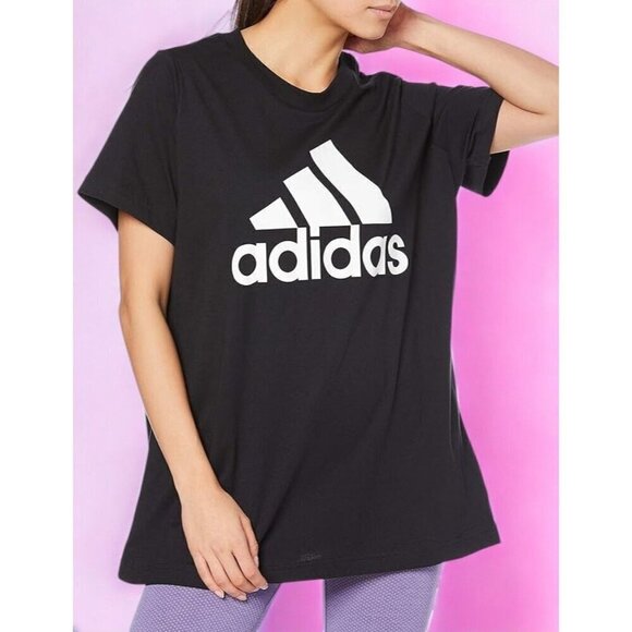 Adidas Badge of Sports Short Sleeve Black Tee Cotton Round Neck NEW Small - Picture 9 of 9